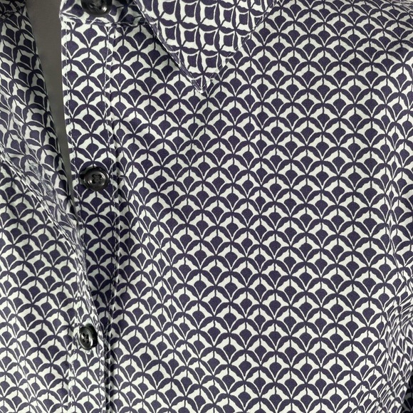 Lands End No Iron Supima Blue White Woman’s 12 Long Sleeve Blouse Button Up - Picture 6 of 6